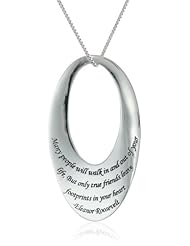Gold over Sterling Silver "Many People Will Walk In and Out of Your Life, But Only True Friends Leave Footprints In Your Heart-Eleanor Roosevelt" Oval Pendant Necklace, 18"