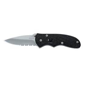 Click here to buy Gerber 22-01525 Mini Fast Draw Spring Assisted Opening Stainless Steel Serrated Knife by Gerber.