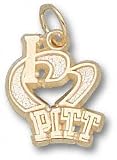 Pittsburgh Panthers Solid 10K Gold ''I Heart PITT'' 1/2'' Pendant