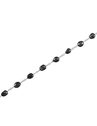 Sterling Silver Black Fresh Water Baroque Pearl Station Necklace - 72