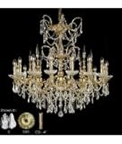 IMAGE OF American Brass and Crystal CH9383-A-15M-ST Venetian 16 Light Large Foyer Chandelier in Royal White with Clear Precision Pendalogue crystal