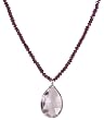 Sterling Silver Garnet Roundel w/ Pink Amethyst Drop Necklace, 17"