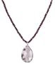 Sterling Silver Garnet Roundel with Pink Amethyst Drop Necklace, 17"