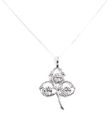 Shamrock Claddagh Pendant - Sterling Silver Irish Celtic Claddagh Heart Shamrock Pendant and 18 Box Necklace Included