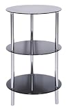 Levv 3-Tier Round Shelving Unit in Black and Chrome