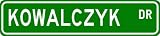 KOWALCZYK Street Name Sign ~ Personalized Family Lastname Sign ~ Gameroom, Basement, Garage Sign