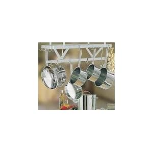 Residential Stainless Steel Ceiling Mounted Pot Rack, 18 Hook, 48 in x 22 in