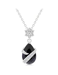 Alexander James White Gold Rhodium Bonded Amethyst Drop Pendant with Clear CZ Accents in Silvertone Chain Not Included