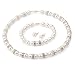 Genuine Swarovski Crystal Pearl Royal Necklace/Bracelet/Earring Set with All Around Rondelles- White - 8mm