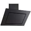 Design-Dunstabzugshaube, 800 m³/h mit Randabsaugung, 90 cm, Schwarzglas, schwarz
