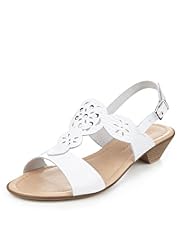 Leather Cut-Out T-Bar Studded Sandals