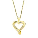 10K Yellow Gold 1/4 ct. Diamond Heart Pendant with Chain