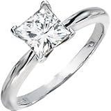 Gorgeous! Women's 14k White-gold Square Brilliant Princess-cut (1 1/2 CT) 06.50MM Moissanite Solitaire Engagement Ring