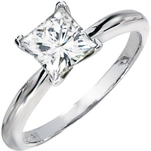 Gorgeous! Women’s 14k White-gold Square Brilliant Princess-cut (11/2 CT) 06.50MM Moissanite Solitaire Engagement Ring