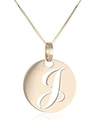 14k Yellow Gold Italian Script Initial Disc Pendant Necklace, 18"