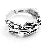 Sterling Silver Linked Frog Band or Frogs Toe Ring