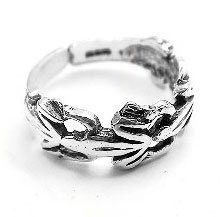 Sterling Silver Linked Frog Band or Frogs Toe Ring
