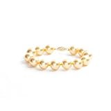 14k Yellow Gold 12mm Golden Masami Shell Pearl Bracelet with Filigree Clasp, 7.5