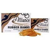 Alliance(R) Pale Crepe Gold&trade; Rubber Bands In 1/4 Lb. Box, #107 7in. x 5/8in., Box Of 15