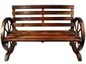 Garden Furniture Wooden Wagon Wheel Style Garden Bench