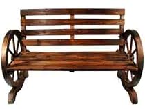 Garden Furniture Wooden Wagon Wheel Style Garden Bench