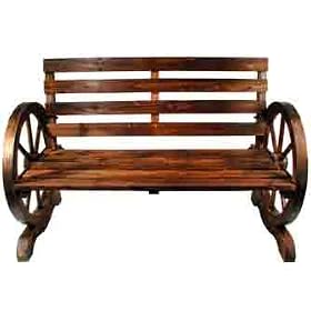 Garden Furniture Wooden Wagon Wheel Style Garden Bench