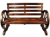 Garden Furniture Wooden Wagon Wheel Style Garden Bench