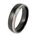 Black Plated Grooved Polished Titanium Ring (6.0 mm) - Sizes 8-13