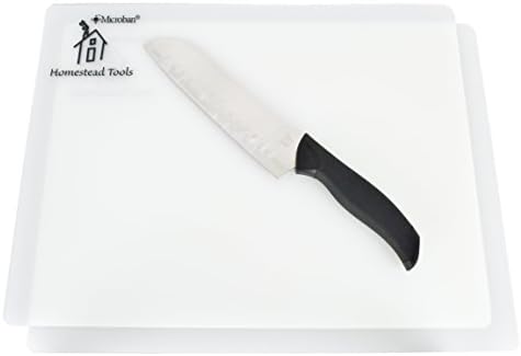Chef Knife and Cutting Board COMBO - Santoku Chef's Knife Stainless Steel 7 Inch Blade AND Flexible Cutting Board Mat Set of 2 Professional Grade Antimicrobial Affordable Quality Homestead Tools