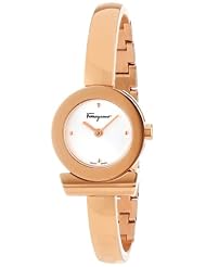 Salvatore Ferragamo Womens FQ5030013 Gancino Bracelet Rose Gold Ion-Plated Stainless Steel Silver Sunray Dial Watch