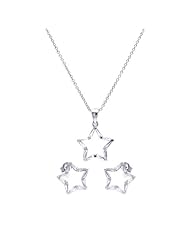 Nickel Free Sterling Silver Pendant & Earring Sets Open CZ Star Set