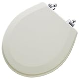 Mayfair 44CP-006 Classic Molded Wood Round Toilet Seat, Bone Colored with Chrome Hinges