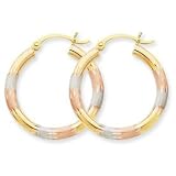14k Tri-color Gold 3mm Diamond-cut Earrings