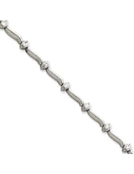 14k Gold White Gold 7in Holds 14 2.6mm Stones .98ct Bar Link Tennis Bracelet Mou