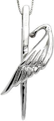 100% Genuine Stunning 925 Sterling Silver 18K White Gold Plating Angel's Wing Necklace Gem Fine Jewelery