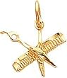 10K Yellow Gold Comb & Scissors Charm