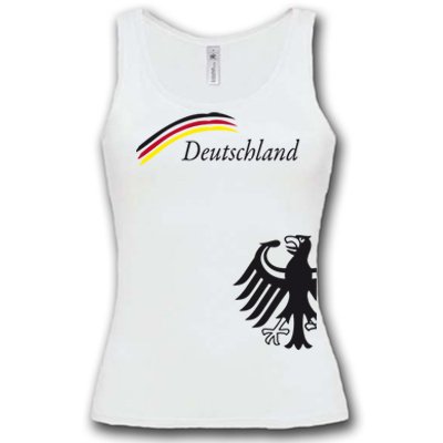 DEUTSCHLAND MOTIV 20 Damen Tank Top Weiss / Schwarz-Rot-Gelb Gr. XL