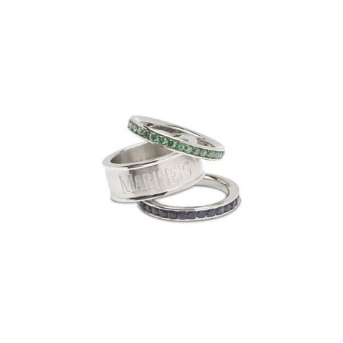 Seattle Mariners Team Logo Crystal Stacked Ring Set Size 7
