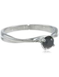 10k White Gold Black Diamond Solitaire Ring (1/2 cttw)