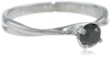 10k White Gold Black Diamond Solitaire Ring (1/2 cttw)