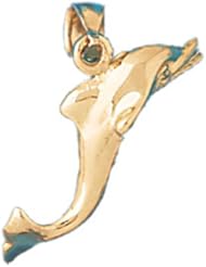 Dazzlers Solid 14 karats gold Dolphin Charm Pendant Available in three colors from jewelsberry (weights: 4.8 grams only)