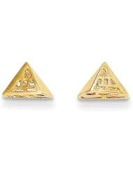 MadiK® 14k Yellow Gold Polished Pyramid Shape w/ CZ Post Earrings