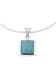 Sterling Silver Square Shape Turquoise Pendant with 18 Omega Chain
