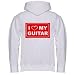 I LOVE MY GUITAR Youth Zippered Hooded Sweatshirt Fleece Jacket ASH GREY LARGE