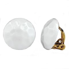 Schmuck Ohrclip, rund wei�-gl�nzend geh�mmert