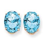 14k 10x8mm Oval Blue Topaz earring XE90BT