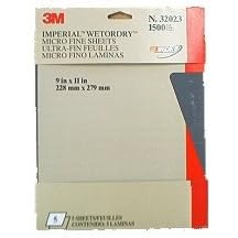 3M Imperial Wetordry Sheet, 9 in x 11 in, Grade 1500, Pack of 5 Sheets