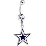 NFL Logo SILVER Double GEM Belly Ring - Dallas Cowboys
