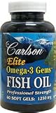 Carlson Labs Elite Omega-3 Gems Fish Oil 1250mg, 60 Softgels