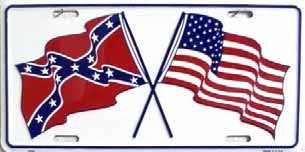 LP - 467 Confederate / USA Crossed Flags License Plate - 1204